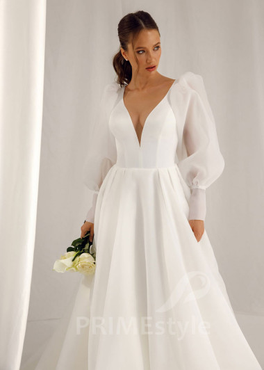 Luxusné hladké svadobné šaty Lina - primestyle.sk