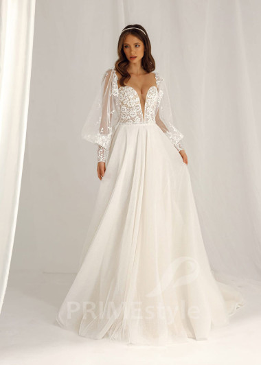 Luxusné čipkované svadobné šaty Megan