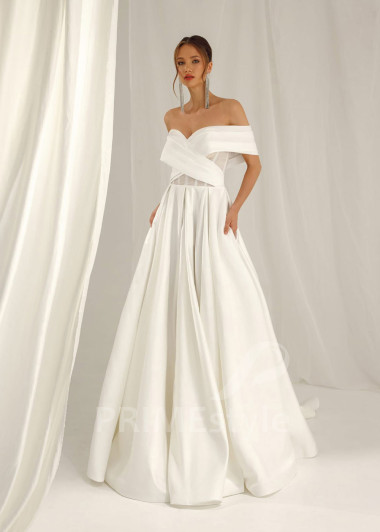 Elegantné hladké svadobné šaty Melania