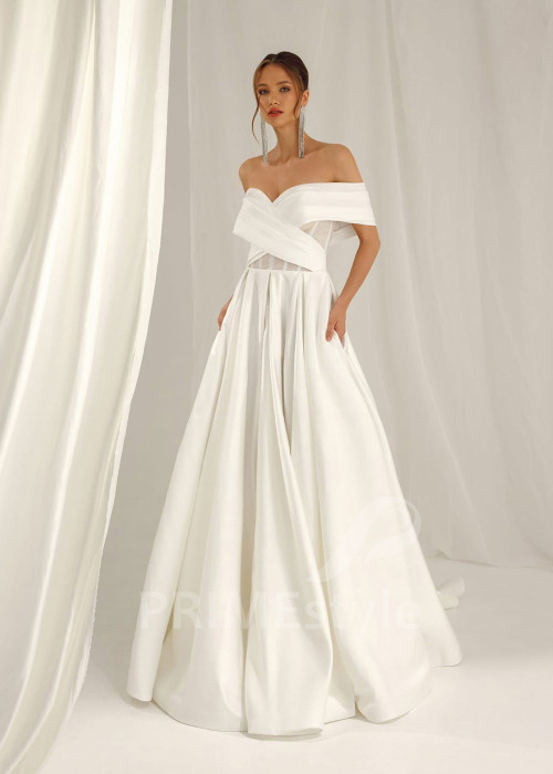 Elegantné hladké svadobné šaty Melania