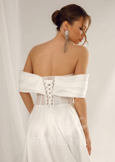 Elegantné hladké svadobné šaty Melania - primestyle.sk