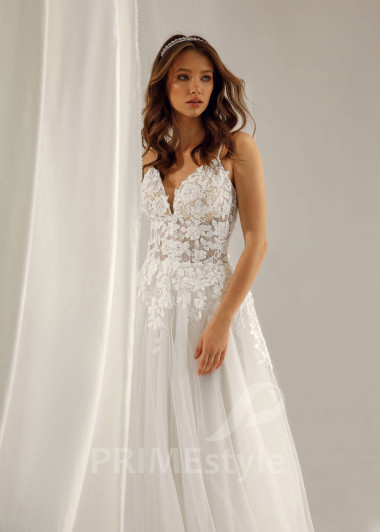 Elegantné kvetované svadobné šaty Milla - primestyle.sk