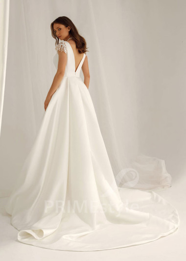 Elegantné hladké svadobné šaty Stephanie - primestyle.sk