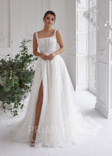 Extravagantné trblietavé svadobné šaty RS805