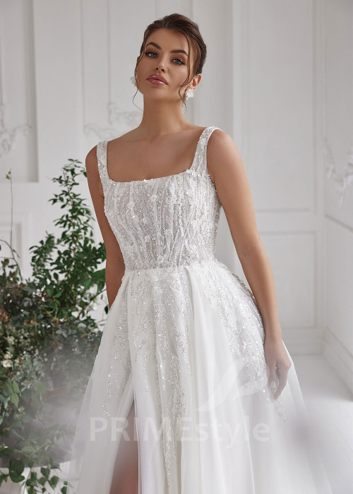 Extravagantné trblietavé svadobné šaty RS805