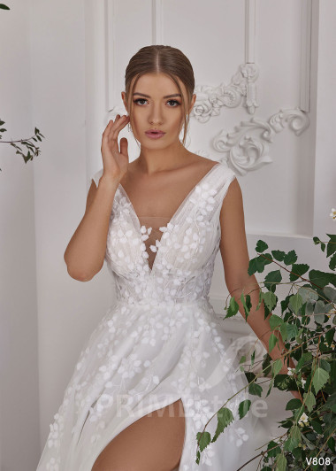 Jednoduché čipkované svadobné šaty RS808 - primestyle.sk