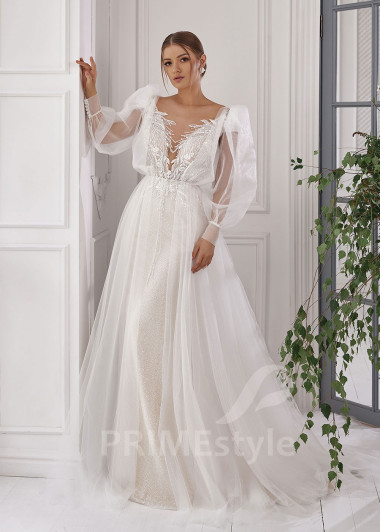 Luxusné trblietavé svadobné šaty RS810