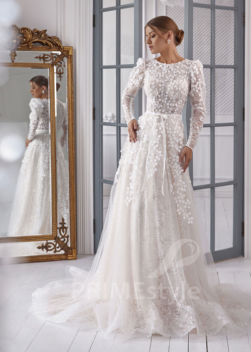 Luxusné čipkované svadobné šaty RS811