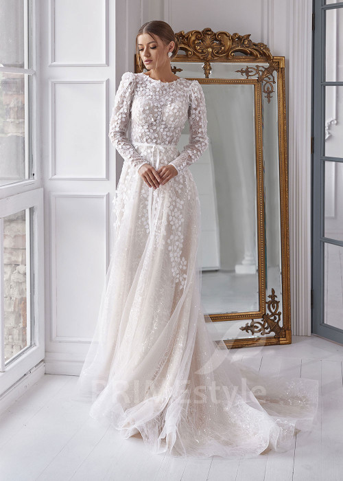 Luxusné čipkované svadobné šaty RS811