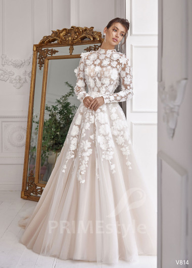 Luxusné kvetované svadobné šaty RS814