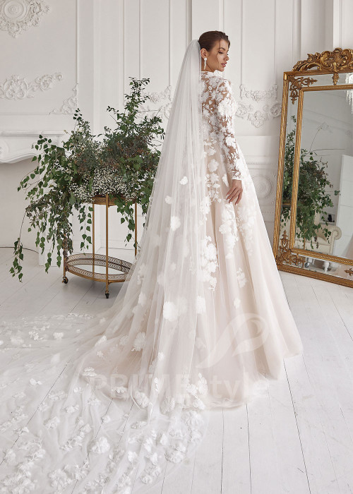 Luxusné kvetované svadobné šaty RS814