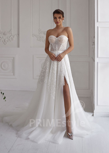 Luxusné trblietavé svadobné šaty RS817 - primestyle.sk