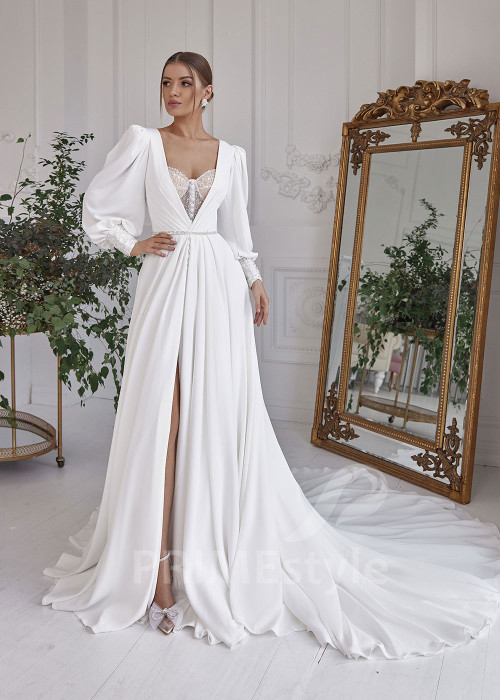 Elegantné šifónové svadobné šaty RS819