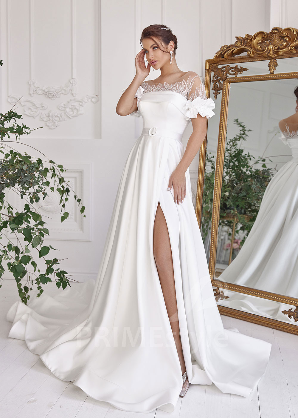 Elegantné hladké svadobné šaty RS822