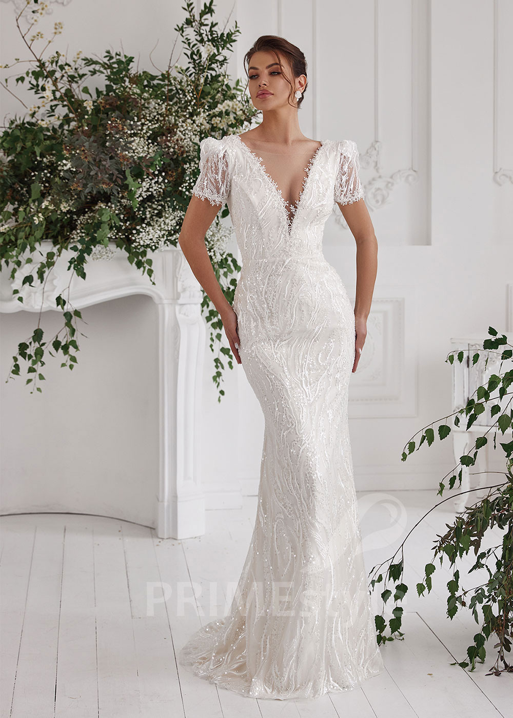 Luxusné úzke svadobné šaty RS825