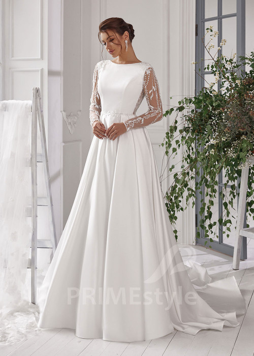 Elegantné hladké svadobné šaty RS828