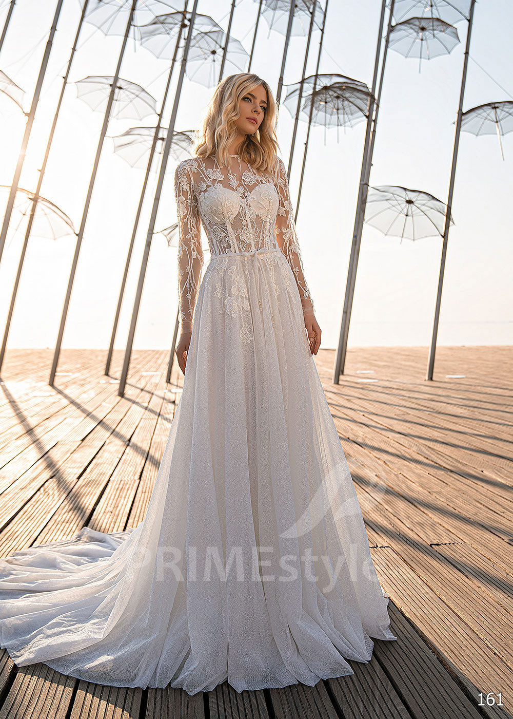 Luxusné čipkované svadobné šaty EMS161