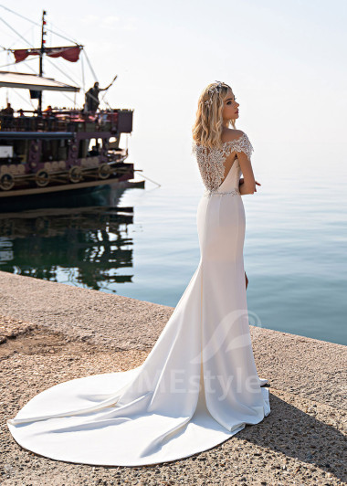 Extravagantné čipkované svadobné šaty EMS163 - primestyle.sk