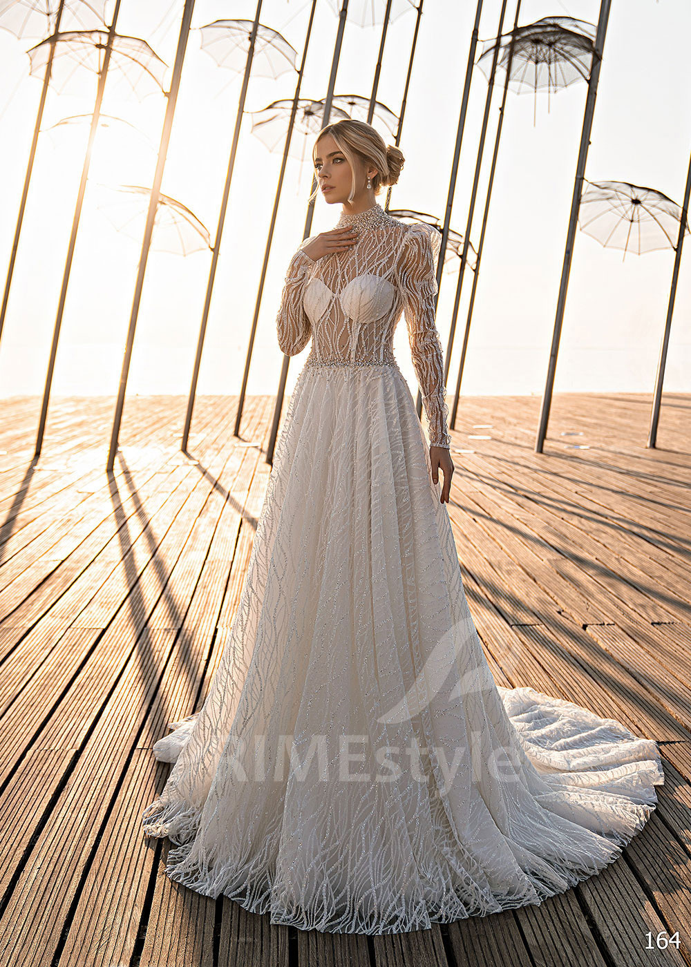 Exkluzívne trblietavé svadobné šaty EMS164