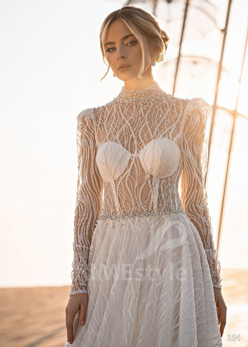 Exkluzívne trblietavé svadobné šaty EMS164