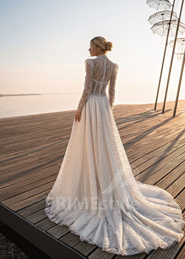 Exkluzívne trblietavé svadobné šaty EMS164 - primestyle.sk