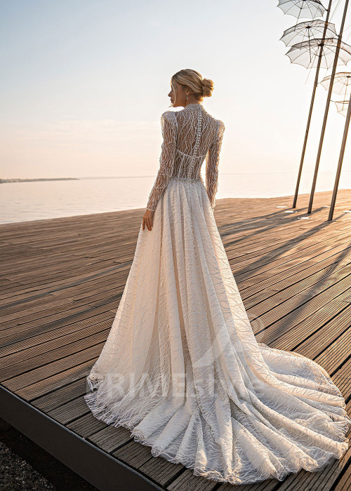 Exkluzívne trblietavé svadobné šaty EMS164