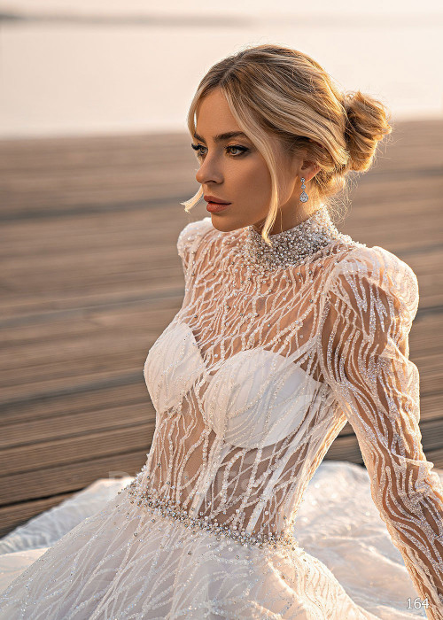 Exkluzívne trblietavé svadobné šaty EMS164