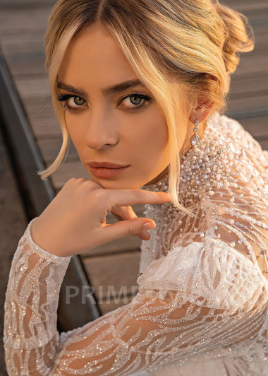 Exkluzívne trblietavé svadobné šaty EMS164 - primestyle.sk