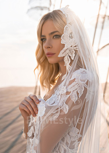 Exkluzívne celočipkované svadobné šaty EMS167 - primestyle.sk