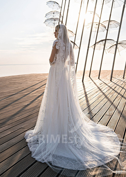 Exkluzívne celočipkované svadobné šaty EMS167