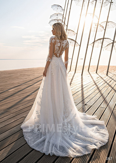 Exkluzívne celočipkované svadobné šaty EMS167 - primestyle.sk