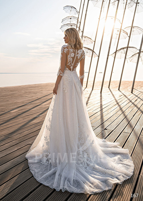 Exkluzívne celočipkované svadobné šaty EMS167