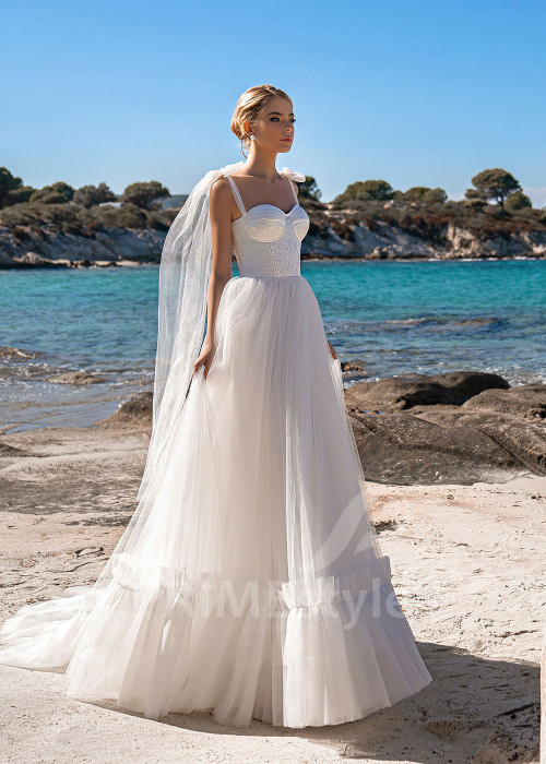 Jednoduché minimalistické svadobné šaty EMS170