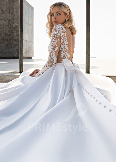 Elegantné hladké svadobné šaty EMS171 - primestyle.sk