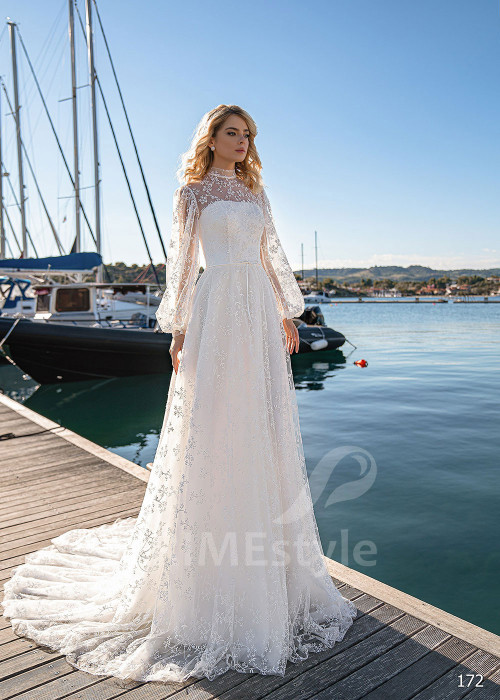 Luxusné celočipkované svadobné šaty EMS172
