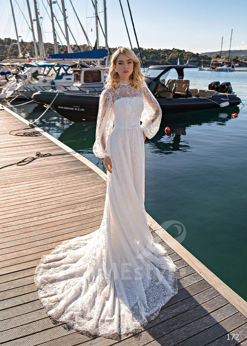 Luxusné celočipkované svadobné šaty EMS172