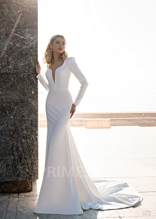 Elegantné hladké svadobné šaty EMS173