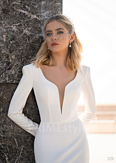 Elegantné hladké svadobné šaty EMS173 - primestyle.sk