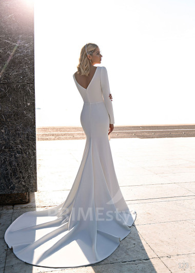 Elegantné hladké svadobné šaty EMS173 - primestyle.sk