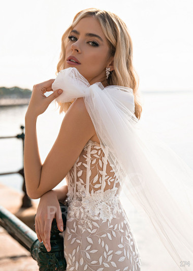 Exkluzívne celočipkované svadobné šaty EMS174 - primestyle.sk