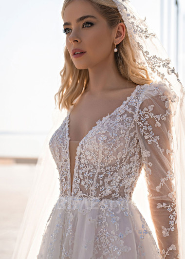 Luxusné čipkované svadobné šaty EMS175 - primestyle.sk
