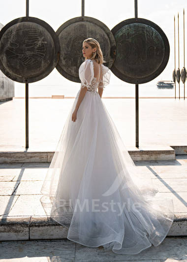 Luxusné princeznovské svadobné šaty EMS176 - primestyle.sk