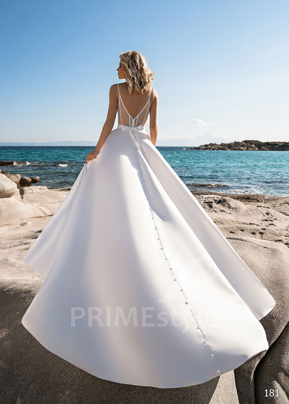 Elegantné hladké svadobné šaty EMS181