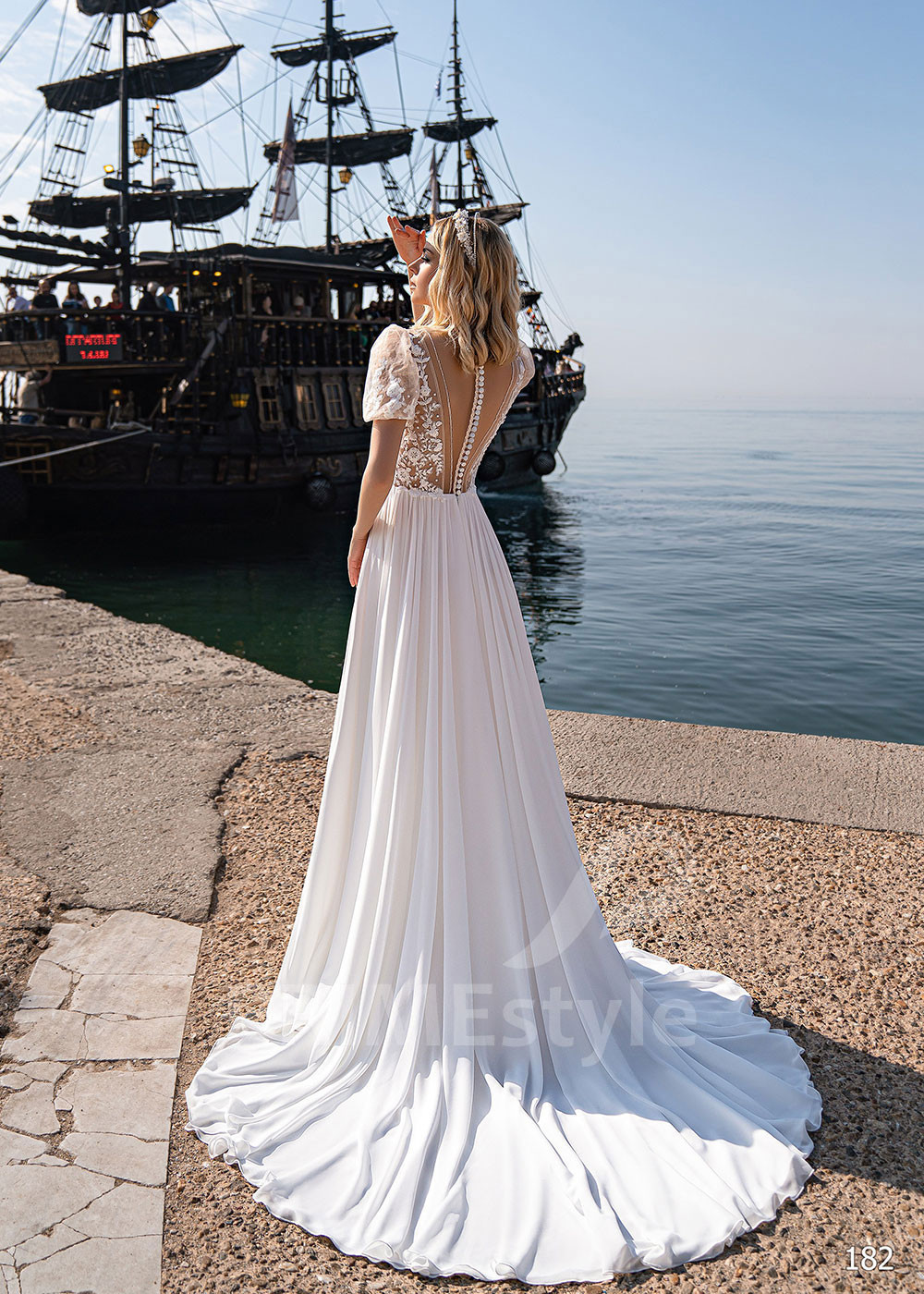 Luxusné šifónové svadobné šaty EMS182