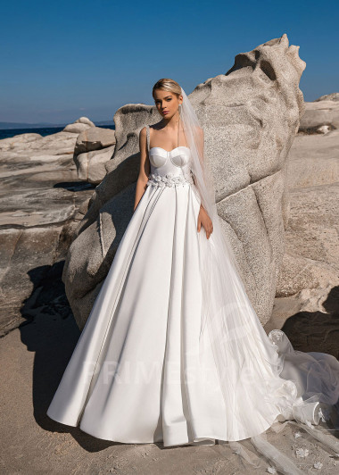 Hladké romantické svadobné šaty EMS184