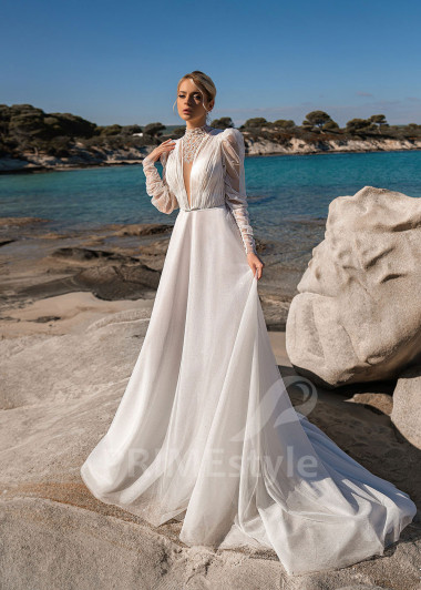 Luxusné trblietavé svadobné šaty EMS189