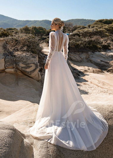 Luxusné trblietavé svadobné šaty EMS189 - primestyle.sk