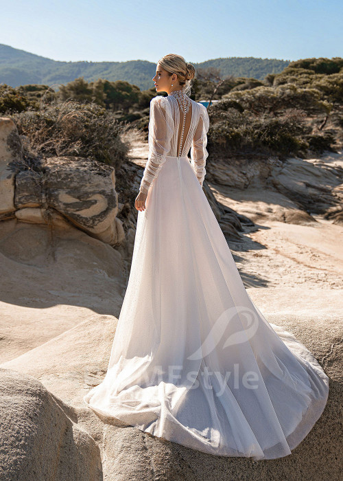 Luxusné trblietavé svadobné šaty EMS189