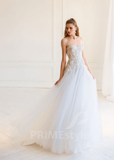 Extravagantné čipkované svadobné šaty BS002