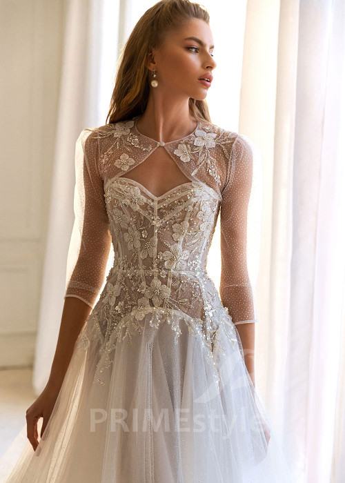 Extravagantné čipkované svadobné šaty BS002